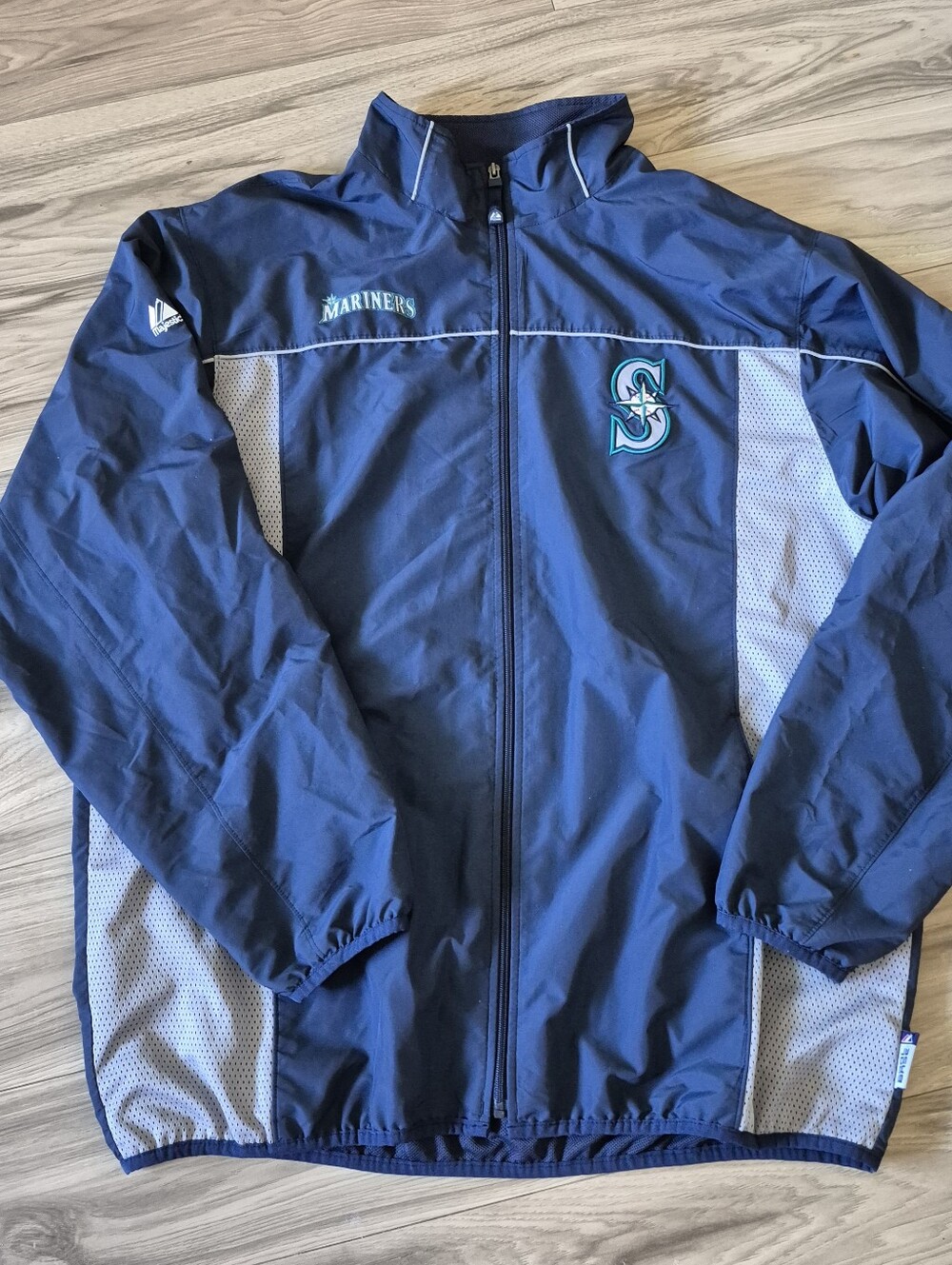 Vintage Majestic XL Seattle Mariners Navy Windbreaker Jacket 2008
